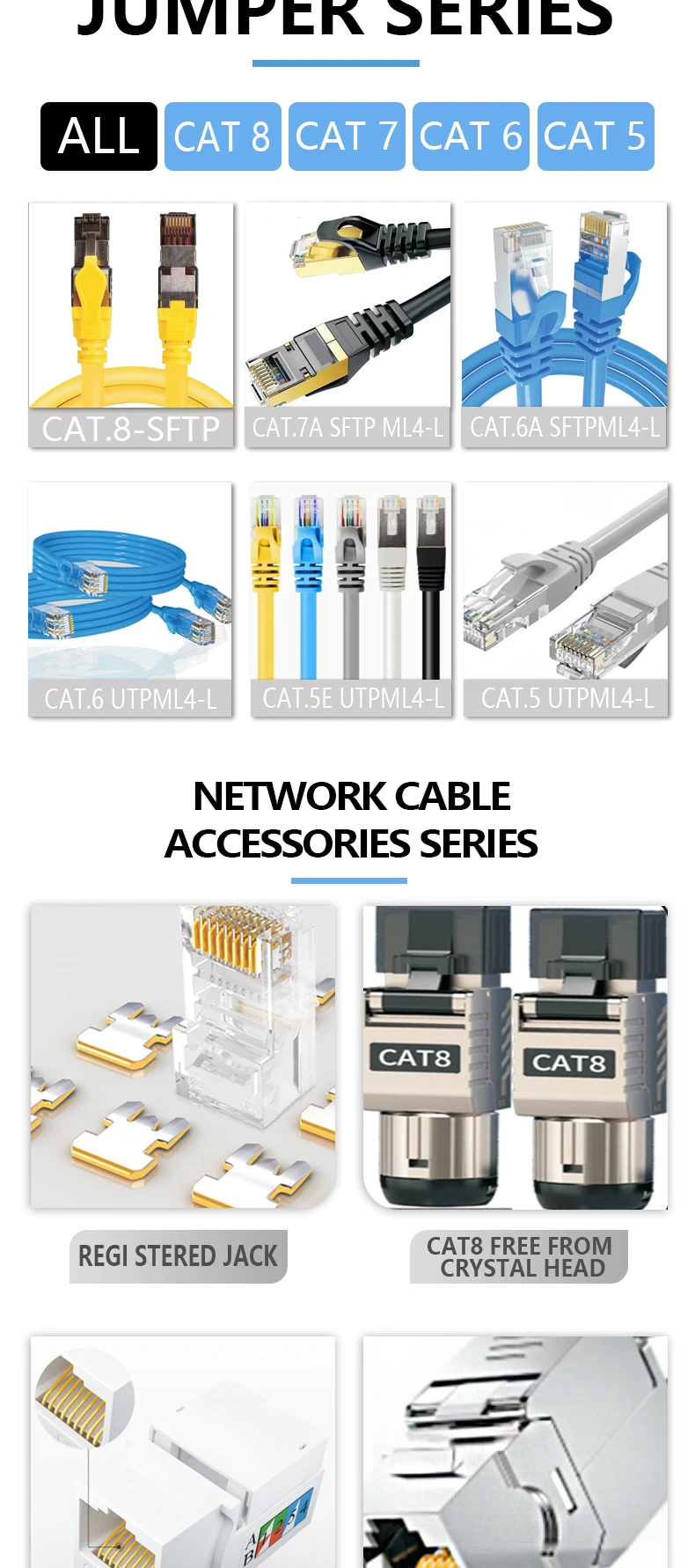 Wholesale SSTP Shielded 8P8C RJ45 Cat6 Cat6A Cat8 Modular Plug Waterproof Network Connector Accessories