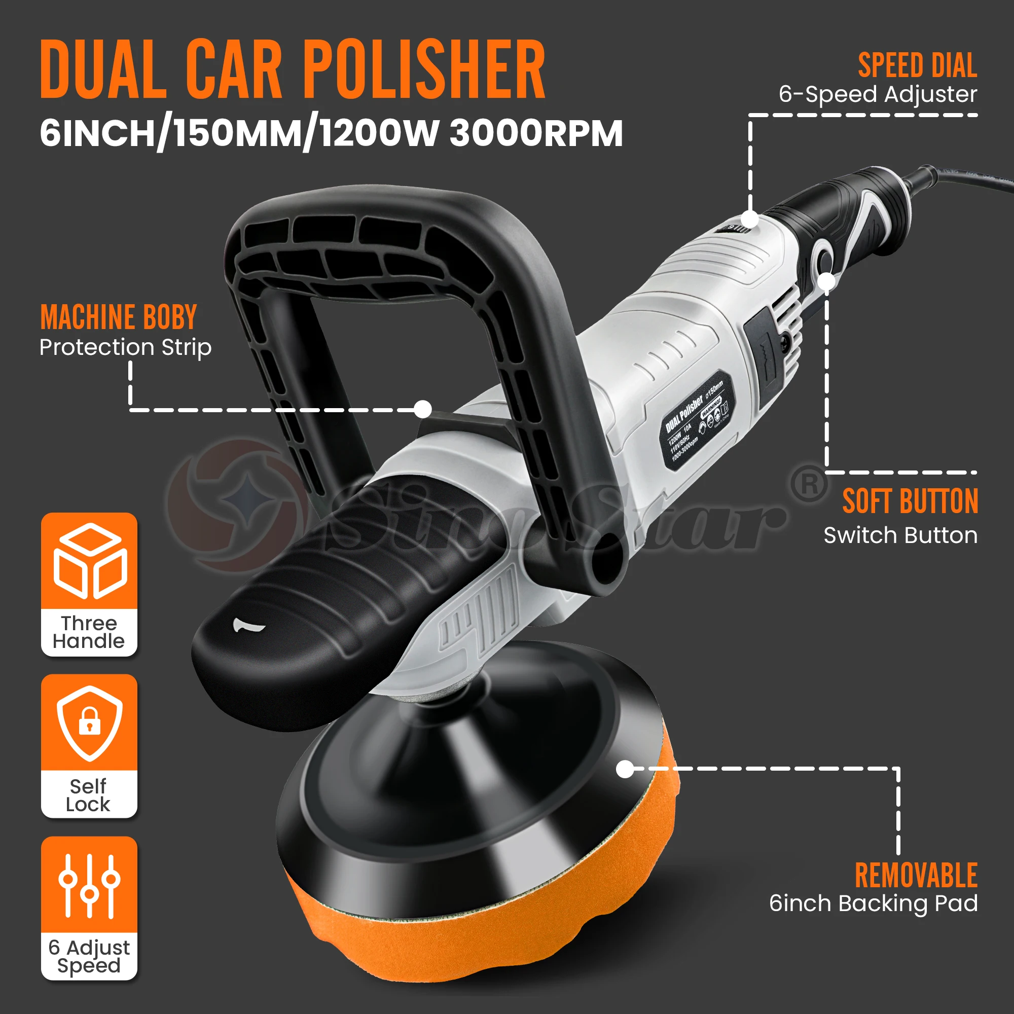 Высококачественный профессиональный автомобильный полировщик 6-ступенчатый Регулируемый роторный для деталей и Полировки Автомобиля