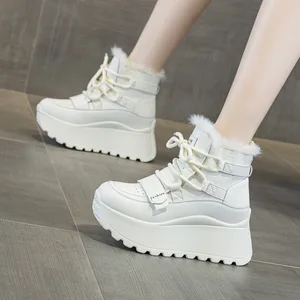 Thick Soled, Height Increasing 8CM Women's Shoes, 2026 Autumn and Winter with Plush High Top Casual and Fashionable Sports Shoes