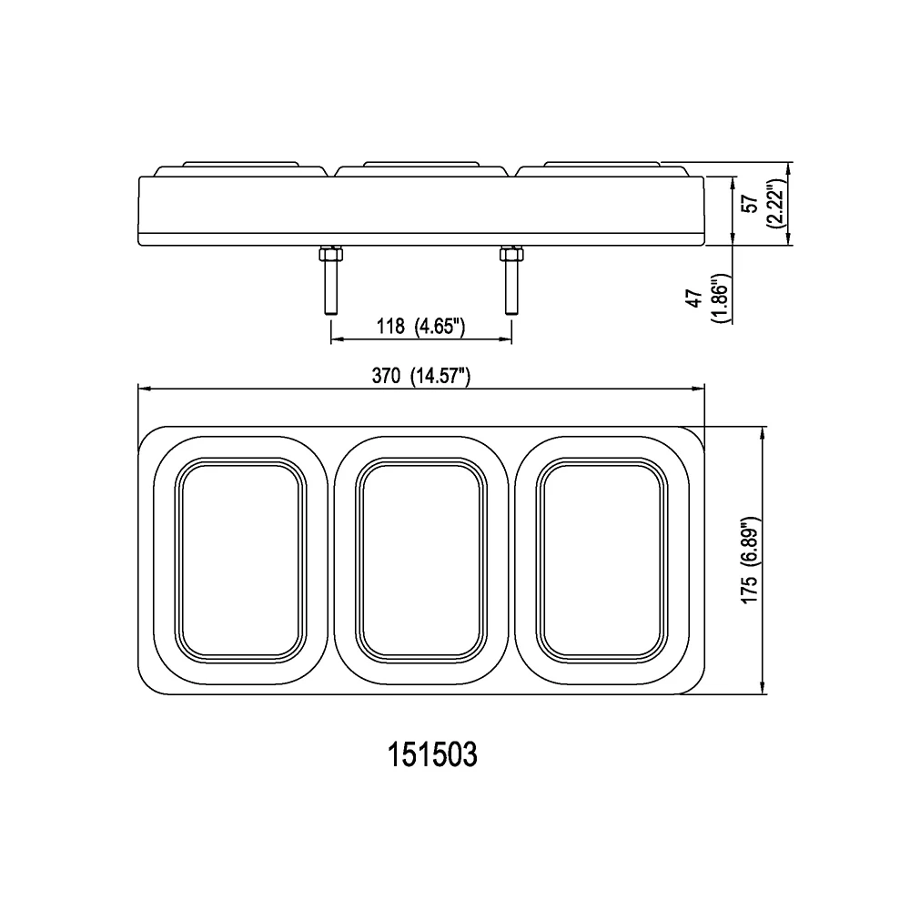 LED Tail Light Box, 3 Rectangular Light Assembly 12v Truck Light Led