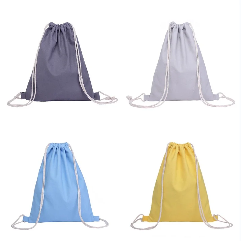 Custom Printed Recycled Sport Pack Colored Cotton Canvas Drawstring Bag