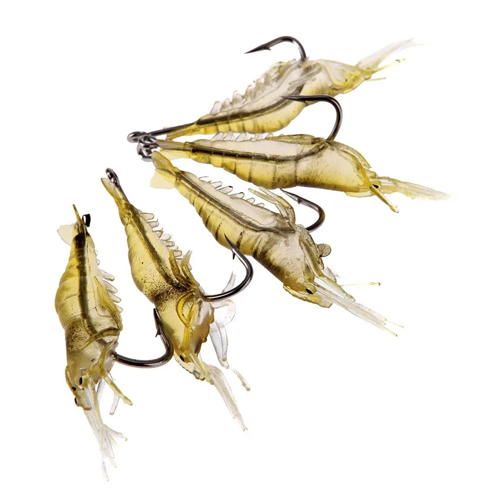 20 Leurres Souples Crevettes 4cm Pour Pêche En Eau Douce Ou Salée