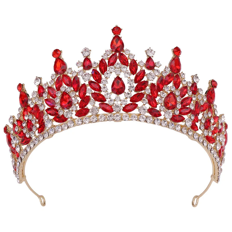 Wholesale Women Wedding Tiara Crown For Bridal Hair Accessories Gold Red Tiaras And Crown Buy
