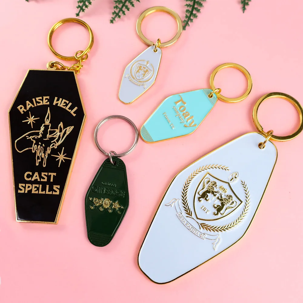 Promotional Customized 2d 3d Custom Bulk Vintage Retro Key Chain Keychain Custom Enamel Motel Keyring