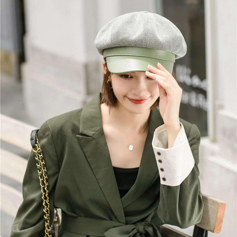Elegante Francese Casual Primavera Autunno Inverno Velluto A Coste Berretti  Tinta Unita Cappello Da Strillone Cappello Da Berretto In Pelle Per Donna -  Buy Berretto Cappello Per Le Donne,Berretto Di Cuoio,Berretti Donne