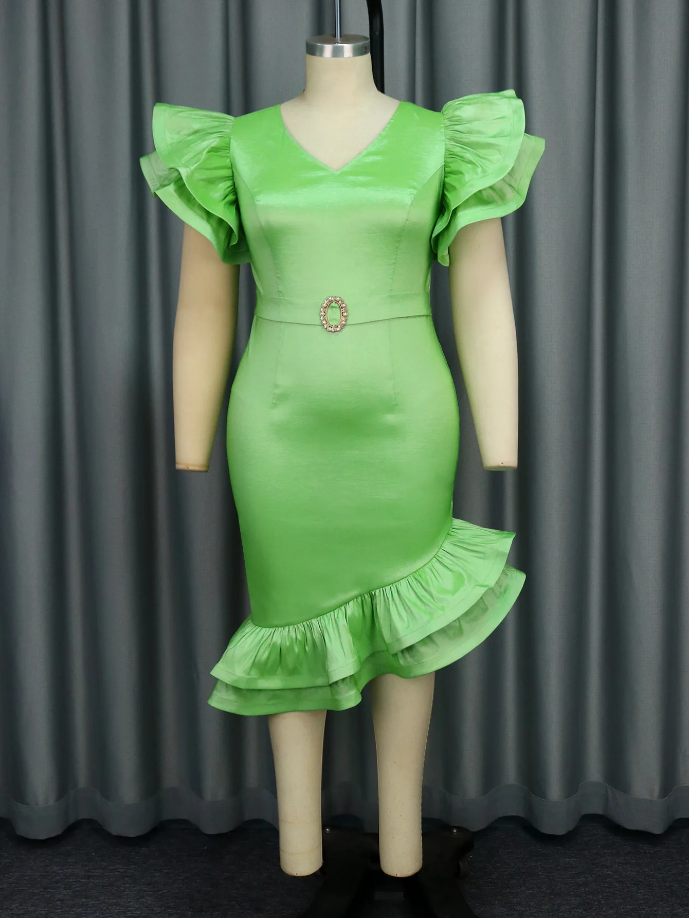 slim fit dress slacks Mint Green Straps A-Line Wedding Guest Dress, Mint_Green / S main image 1