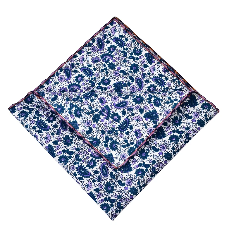 Прямая продажа с фабрики, индивидуальный синий Цветочный Карманный квадратный носовой платок для мужчин