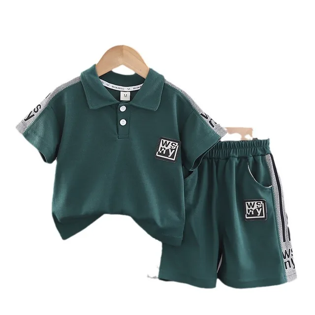 2024 New Fashion Boys Summer 2-Piece Suit Includes Short Sleeve Shorts Children's Polo Shirt Made Cotton Handsome Design Perfect