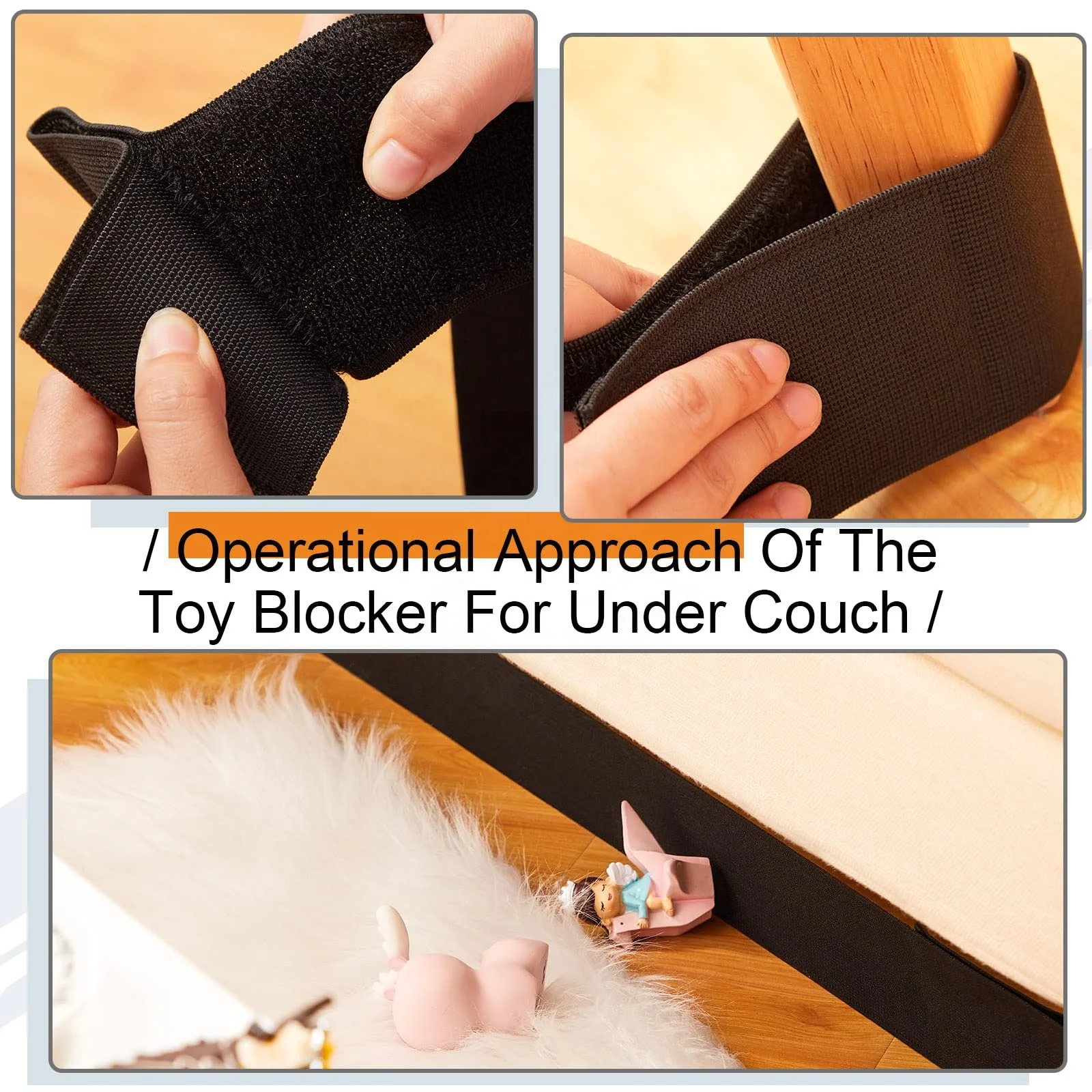 Toy Blocker for Under Couch, 4 Packs 19.7 Feet Under Couch