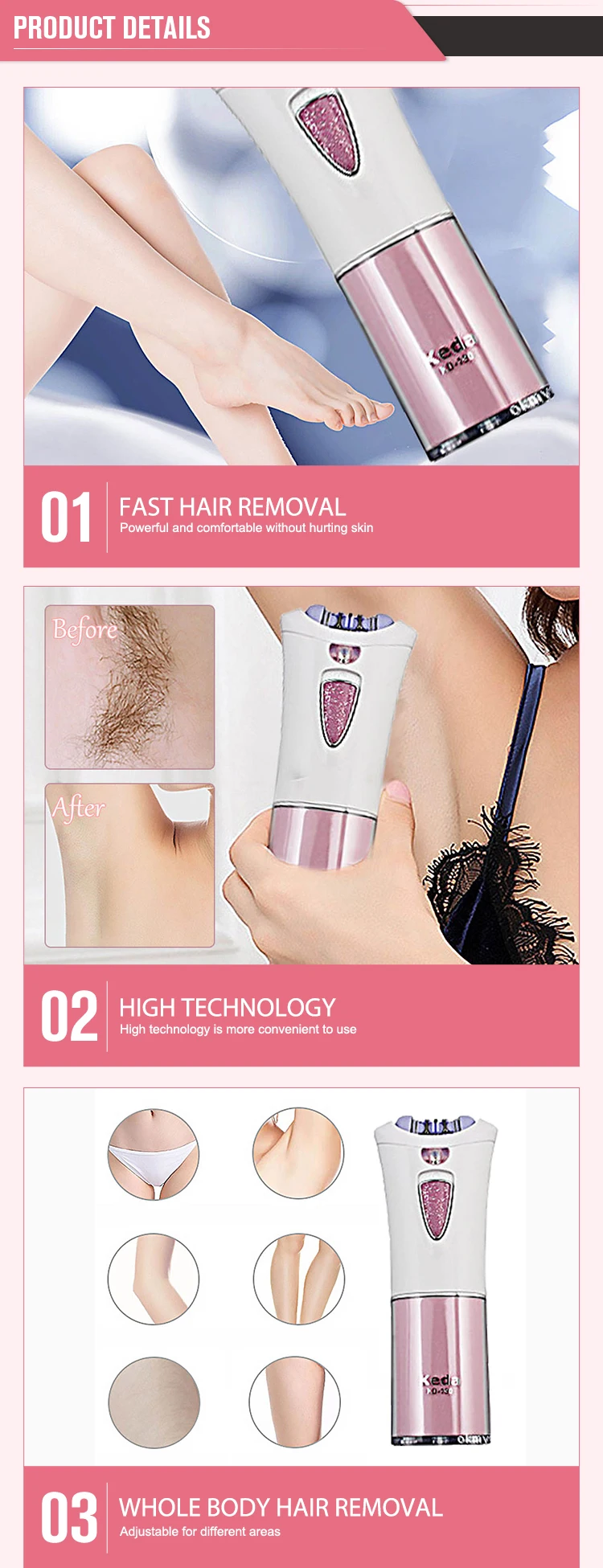 Imported 2022 Top Sales Personal Care Device High Power Upper Lip Hair Body Hair Woman Mini