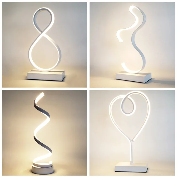 Factory Price Modern Simple Switch Type Spiral Bedside Light LED Reading Lighting Lamp Decorative Table Lamp