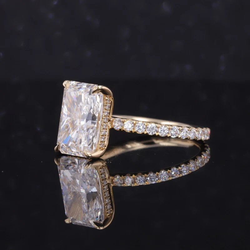 Radiant Cut 14k Solid Yellow Gold Lab Grown Diamond Engagement Ring ...