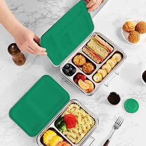 2024 aohea BPA free school children thermal 5 compartments leakproof 304 stainless steel bento lunch box supplier