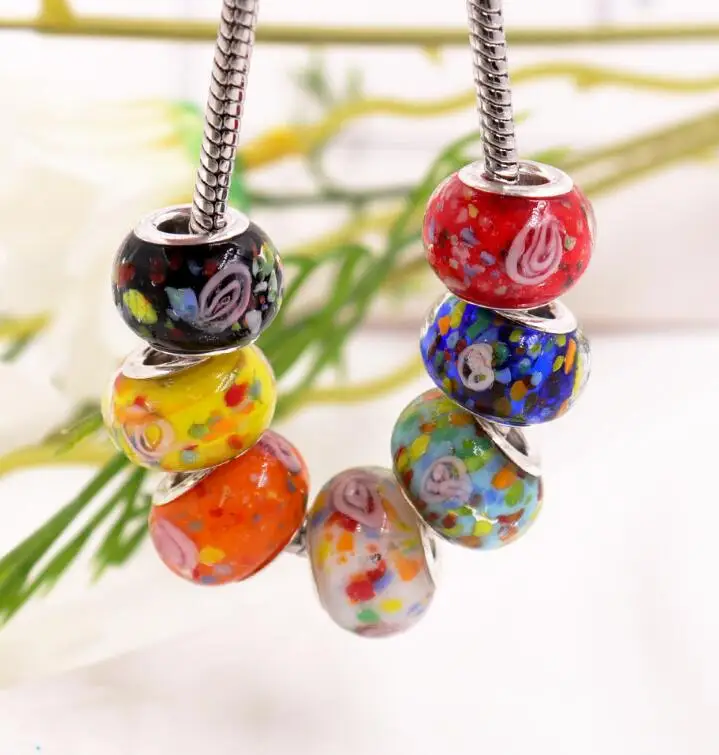5/10pcs Murano Glass Beads Lampwork Fit European Charms Bracelet 14x14 Wholesale 