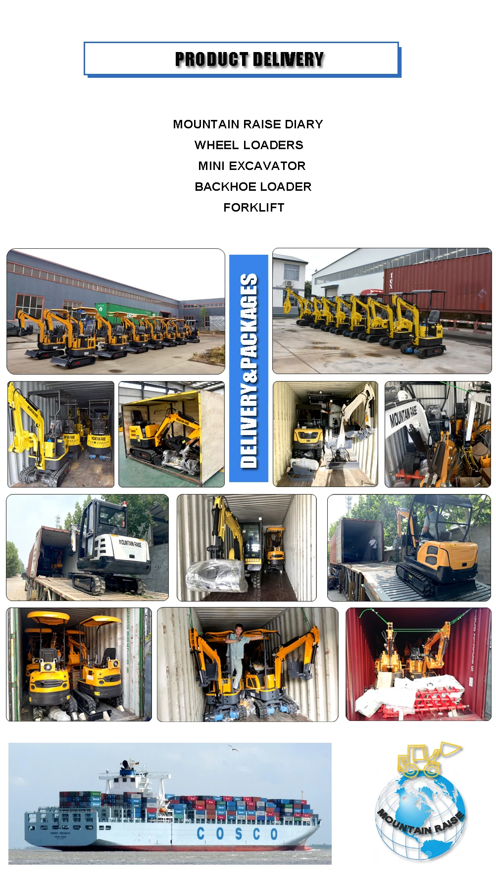 Shandong 1ton 4x4 back hoe loader excavator with attachments 