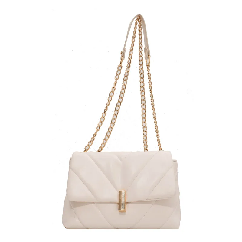 2023 New Small Square Diamond Lattice Bag PU Solid Zipper Fashion