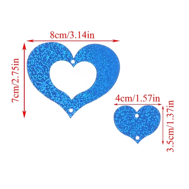 100pcs/lot red heart laser sequined rain