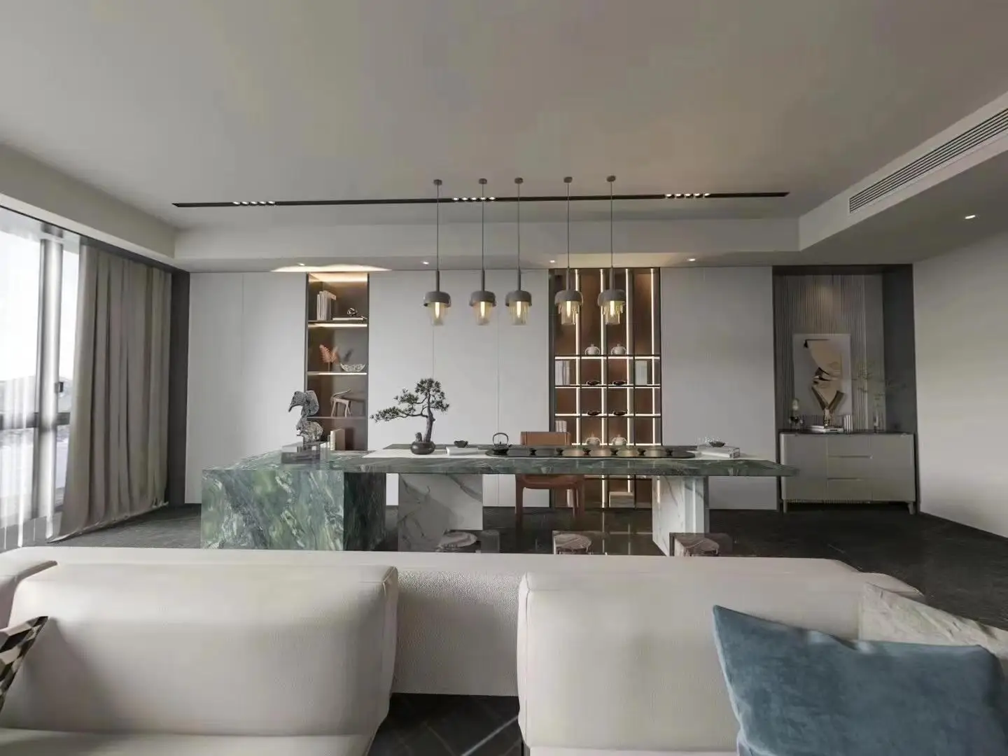 product modern luxury forest green marble interior door and bathroom vanity natural stone wall  floor tiles for luxury design-4