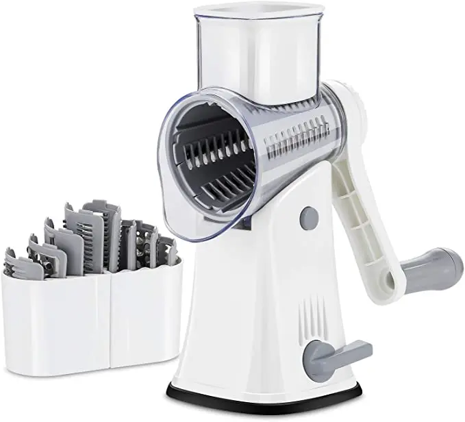 Rotary Cheese Grater and Shredder, 5 in 1 Manual Round Mandoline