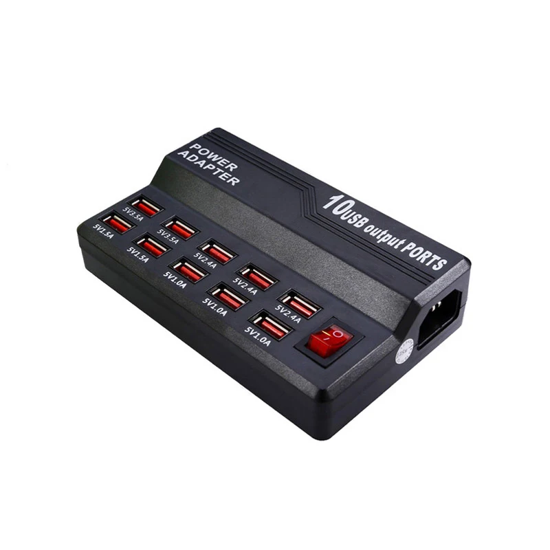 
 10-портовый 60W зарядное usb-устройство многопортовое Зарядное устройство USB док-станция для зарядкой от USB с переключателем  