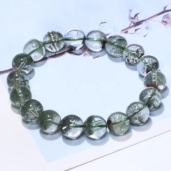 Natural Green Ghost Bracelet Green Phantom Quartz Crystal Bead Bracelet Fashion Jewelry