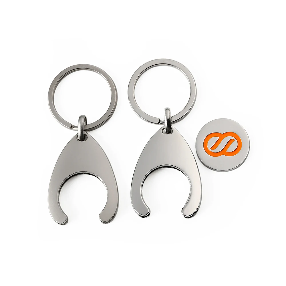 Metal Shopping Trolley Coin Token Keychain Keyring Holder_voghion.com