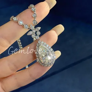 5ct Lab Grown Diamond Teardrop Pendant Necklace 14K/18K Solid Gold Chain Luxury Women's Jewelry with Real Diamonds