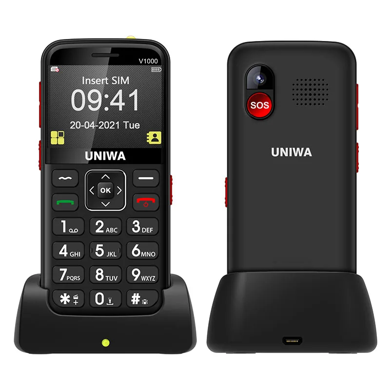 V1000 Custom 4G Big Button Big Battery Senior Cell Phone Keypad Bar Feature Mobile Phone for Elderly with SOS