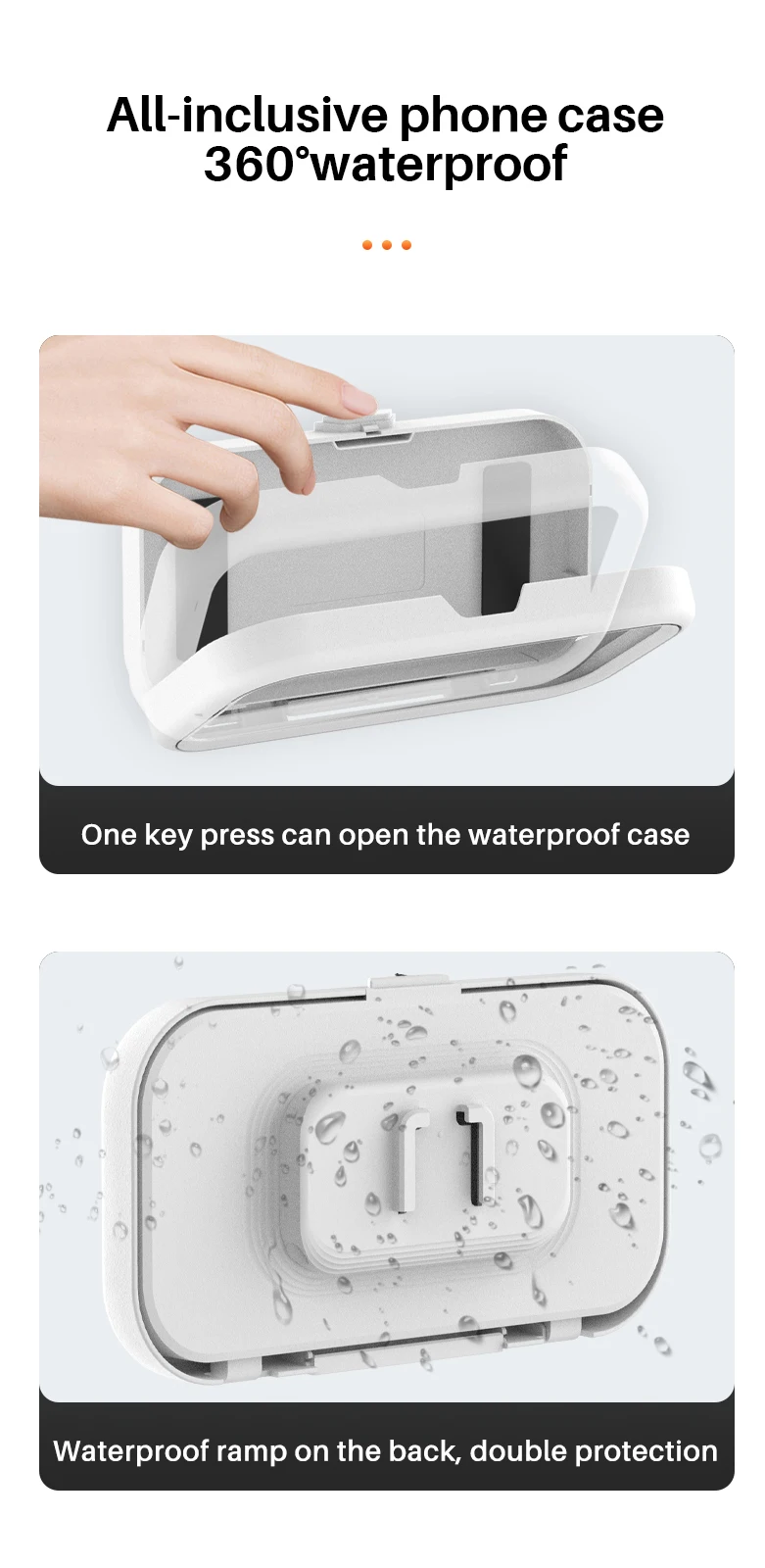 360 Degree Rotating Waterproof Case Mobile Phone Holder Bathroom Shower Phone Holder Touch Screen Phone Case