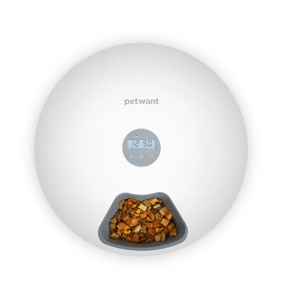 Donuts 6 Meal Automatic Wet and Dry Food Pet Feeder with Programmable Timer Auto Dispenser for Cat Dog