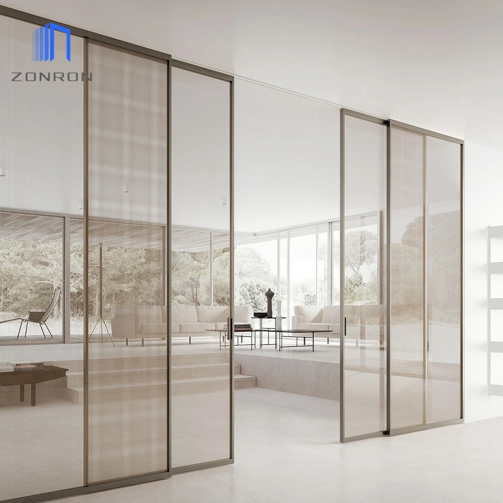 Zonron Minimalism Design Narrow Frame Aluminum French Glass Sliding ... - Simple Minimalist Interior Design With Sliding Doors