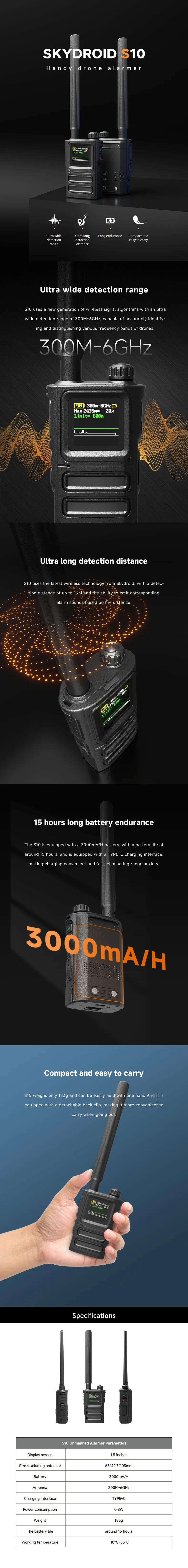 S10 Handheld 3000KM 360 Degree 900MHz Drone Detector Anti-UAV System ...