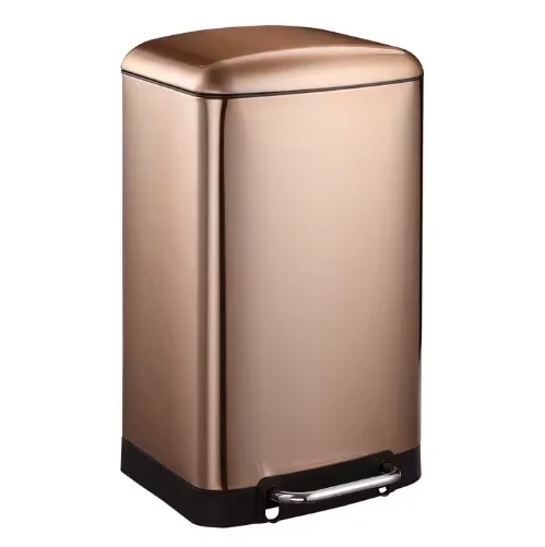 J&L OEM 30L Gold Pedal Trash Bin | Elegant Stainless Steel Compartment Design for Modern Homes and Efficient Waste Disposal