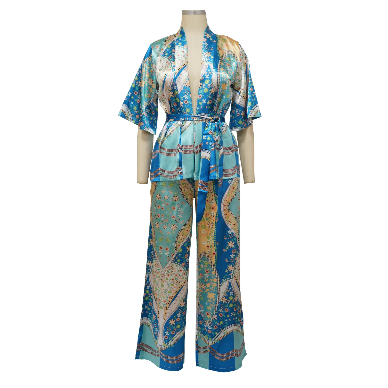 K10171 Trendy Design Two Piece Set Women Clothing Print Rayon Cardigan ...