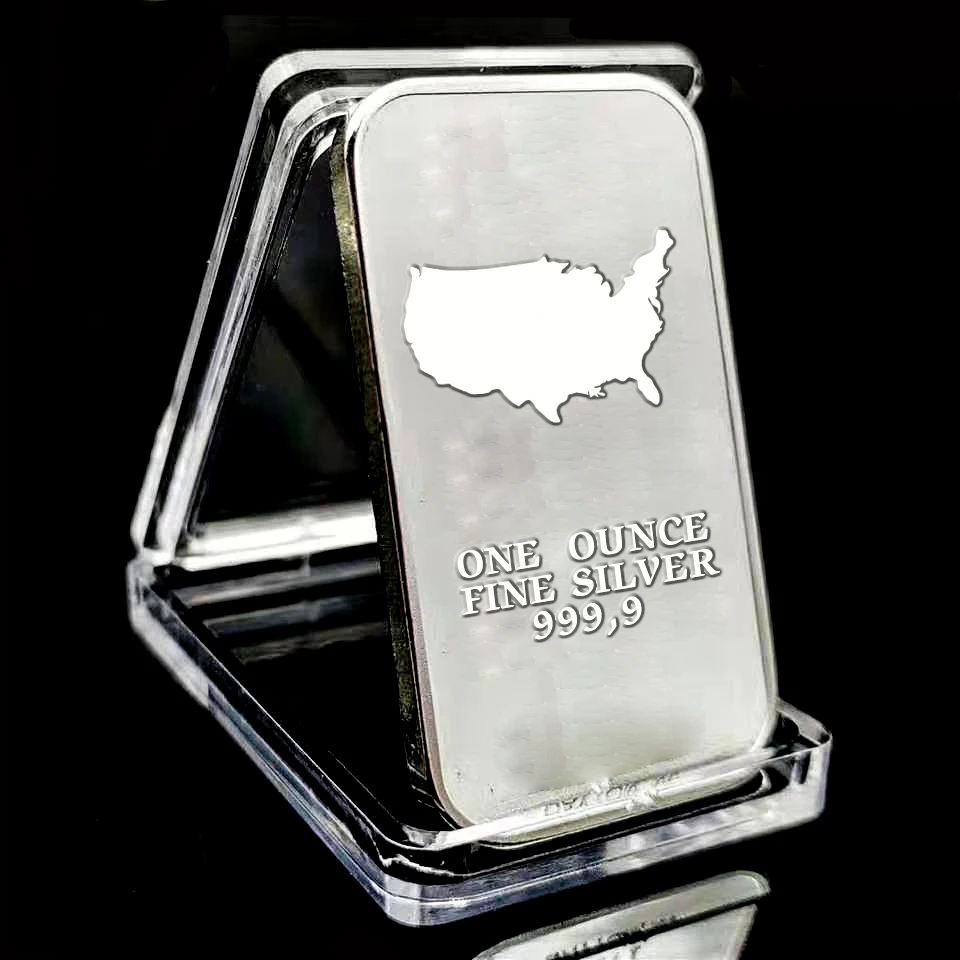 Free Design America Australia Spain Plated Silver Metal Ingot One Troy Ounce 1oz Fake Silver Ingot 1 kg 1 Gram