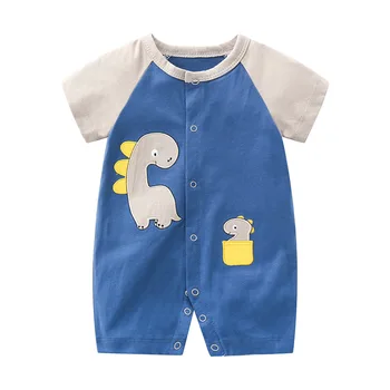 Cartoon Animal Short Sleeve 100% Cotton Unisex Newborn Baby Romper Infant Pajamas Summer Cartoon Clothes