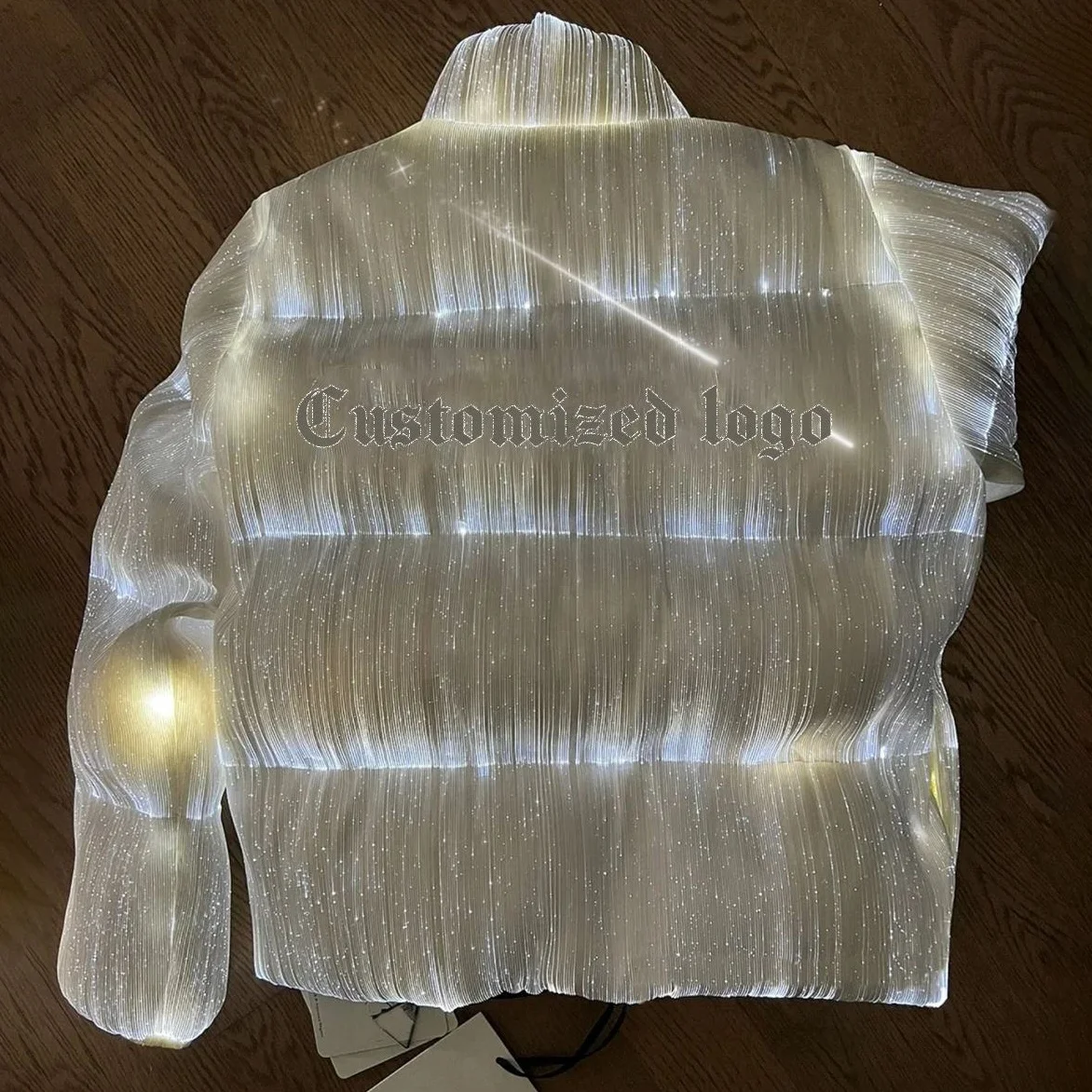 Custom Led Fiber Optic Jacket Light Flashing Fiber Optic Puffer Jacket Men New Fashion Winter Womens Luminous Down Jacket