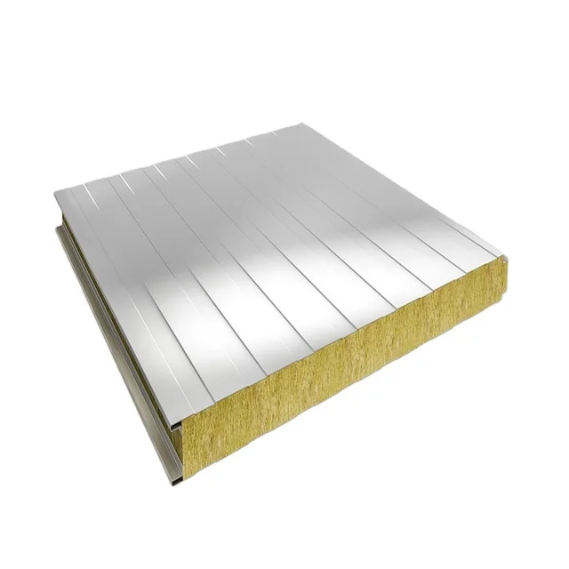 Building insulation acoustic fireproof rock wool sandwich panel for wall and roof