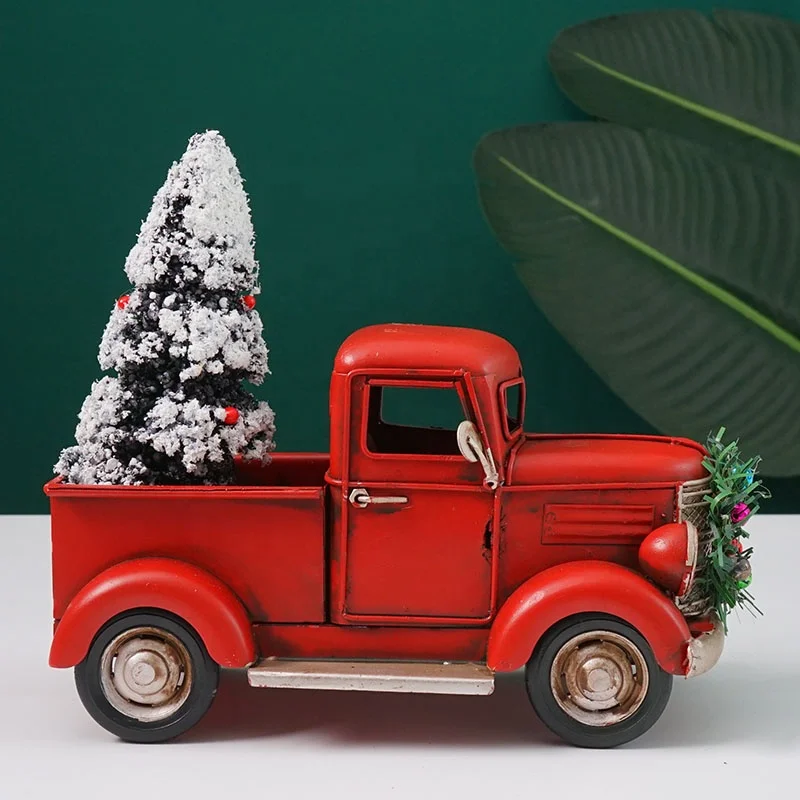 Huitan Modele De Voiture Camion Rouge Vintage Fait A La Main Avec Arbre De Noel Jouet Pour La Decoration De Bureau Pour Fille Cadeau D Anniversaire Buy Camion Vintage Modele De Camion Vintage Modele De Camion Vintage A La Main Product On Alibaba Com