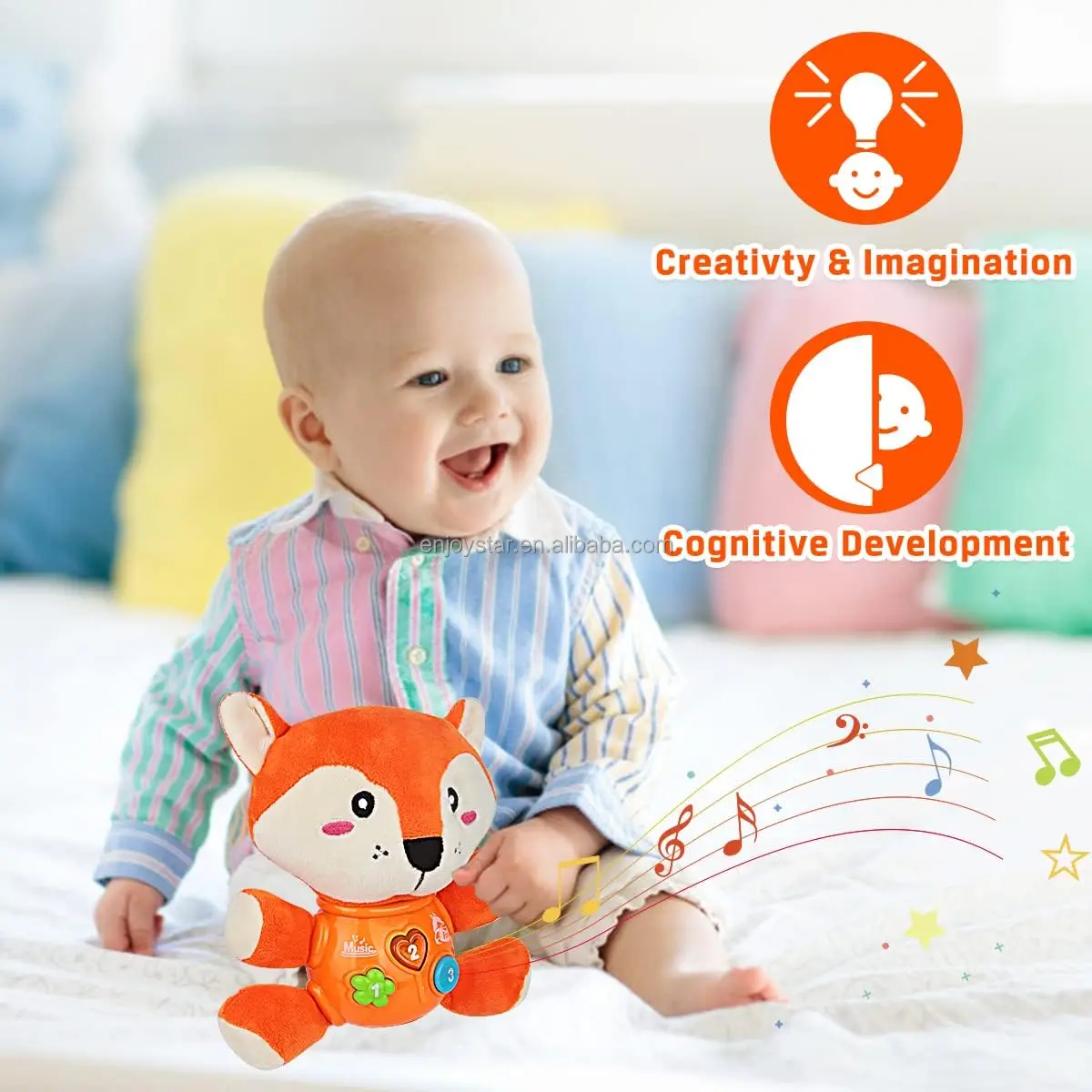 Plush Fox Infant Toys Music Light Up Baby Stuffed Animal Baby Gifts For