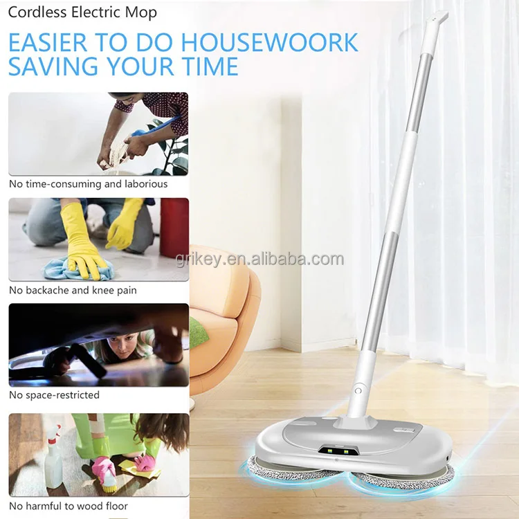 Cordless Spin Electric Mop With Led And Water Spray Powerful Floor Cleaning  With 400ml Water Tank Automatic Cleaning Bucket Buy Cordless Rechargeable Electric  Mop For Tile Hardwood Marble Floor Cleaning,Electric Mop