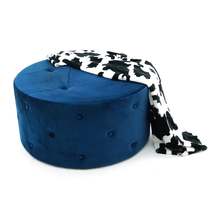 Customized Modern Style Comfortable Whole Cheap Modern Stool Pouf Round Velvet Chesterfield Ottoman