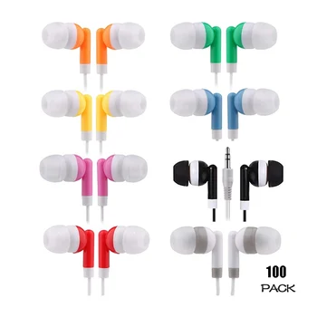 Bulk Earbuds Headphones Wholesale Earphones 100 Pack Disposable Ear Buds Headphones for School Classroom, Libraries, Hospitals