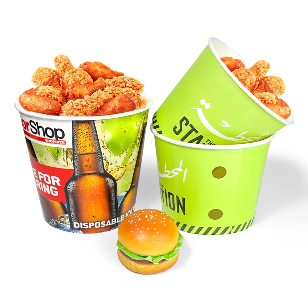 64oz Paper Bucket Custom Printing Fast Food Packing Paper Fried Chicken Bucket