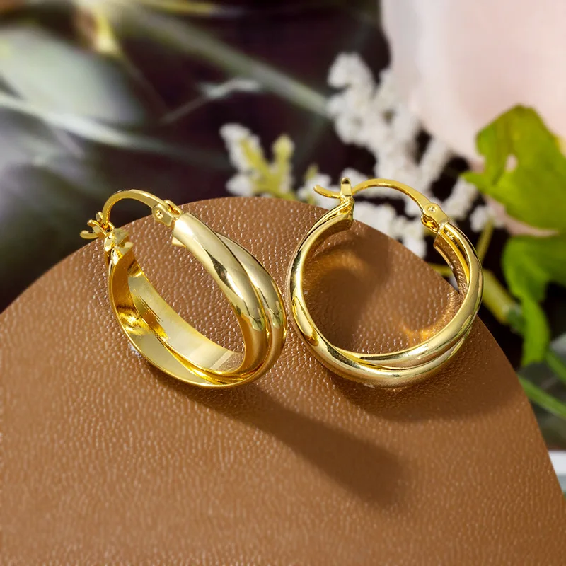 Trendy 18K Gold Hoops Earrings Hip Hop Jewelry Personality 925