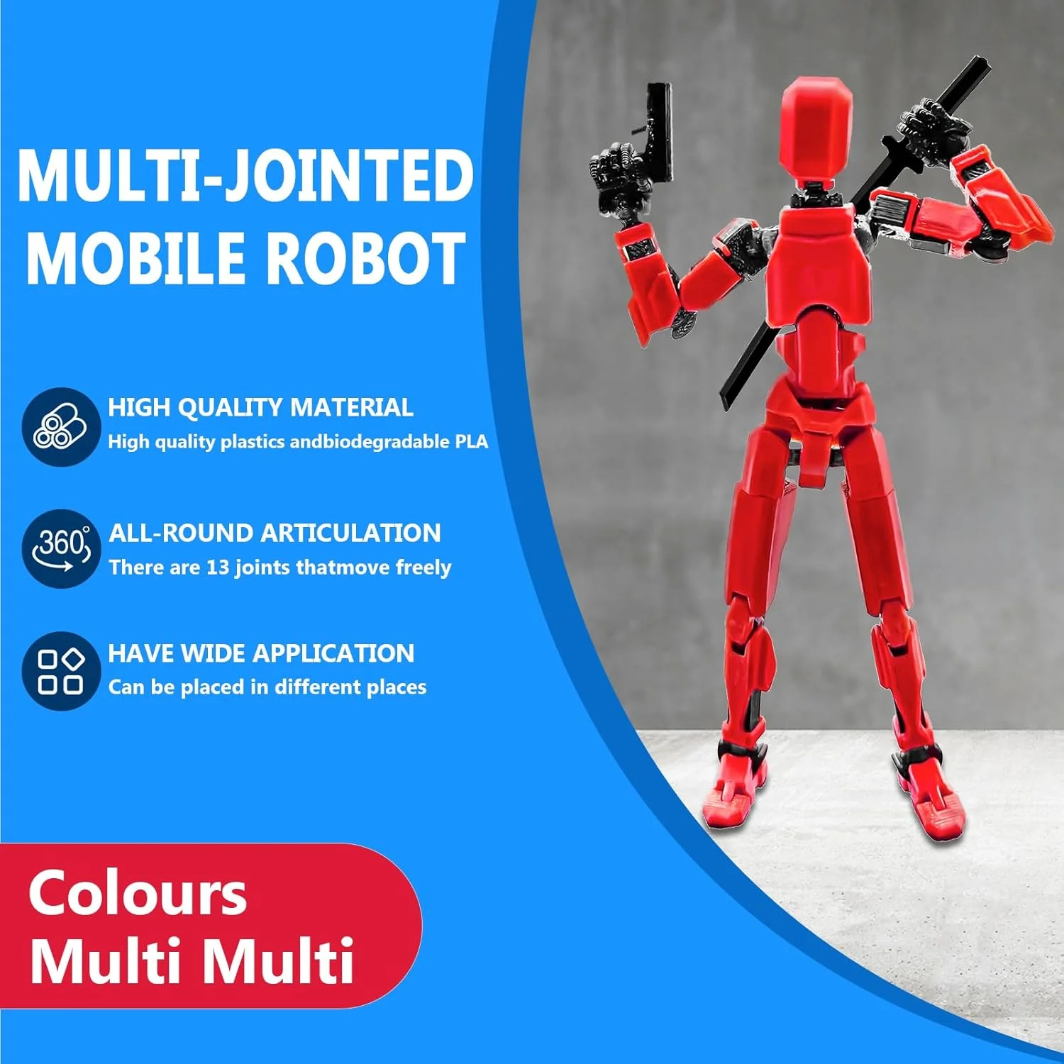3D Dummy 13 Robot Anime Action Figures PVC Sensory Fidget Toys for Boys Autism Multi-Joints Movable Cool Gadget Gift Kids