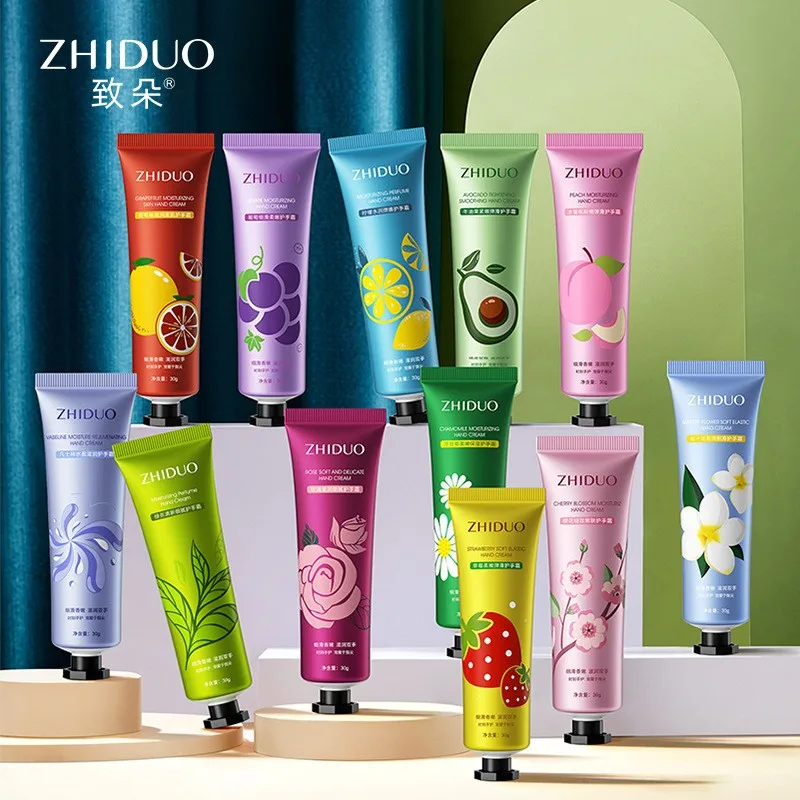 Private Label OEM Hot Sales ZHIDUO Hand Cream Lotion Fruits Plant Extract Organic Whitening Moisturizing Hand Cream