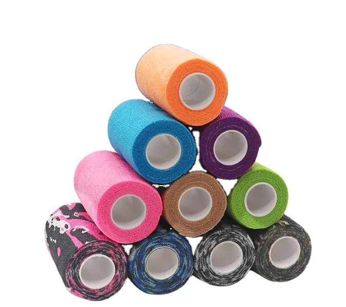 Прямая продажа с завода, камуфляжная самоклеящаяся лента медицинского класса, когезионная эластичная повязка ветеринарного стандарта