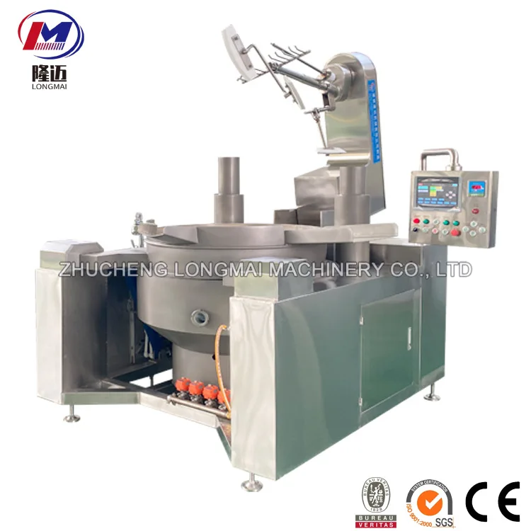 Fully Automatic 200L Direct Heat Large Intelligent Smart Robot Restaurant Chicken Porridge Tilting Cooking Mixer Kettle Machine