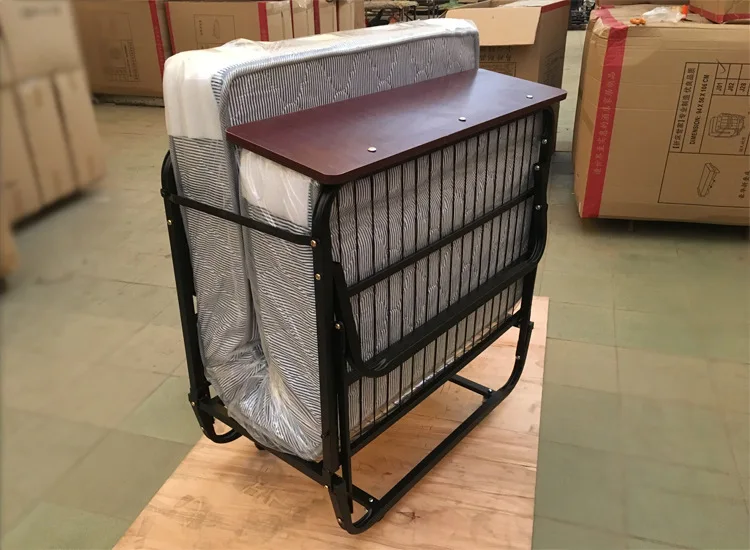 Good quality cheap price hotel luxury moveable metal frames single folding bed with mattress